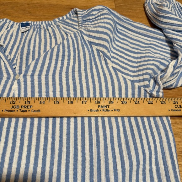 Women’s XL Peasant Cottage Core Blouse, 100% Cotton, Blue and Cream Stripes EUC - Picture 6 of 10